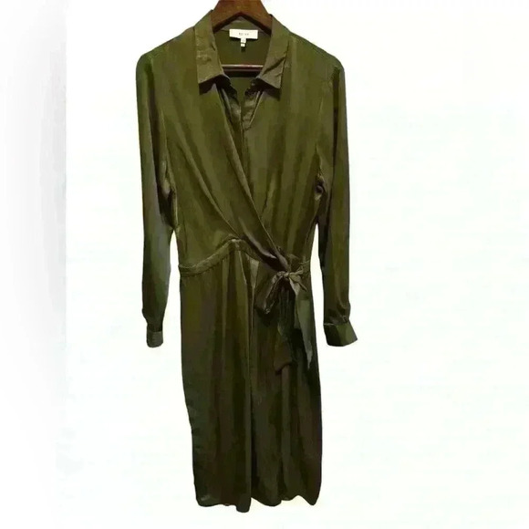Reiss Arabella Satin Shirt-Style Midi Dress Size 8 - Picture 1 of 14
